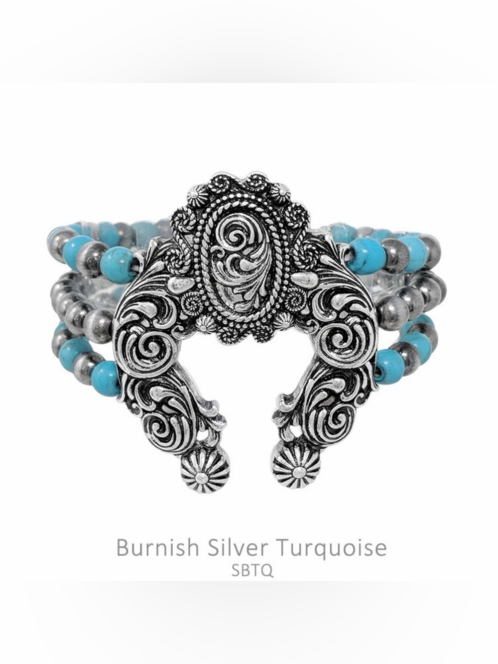 Western Fashion Burnish Silver Turquoise Multi-Strand Bracelet New
